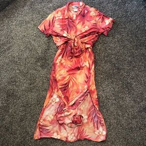 Tropical dress and shirt combo